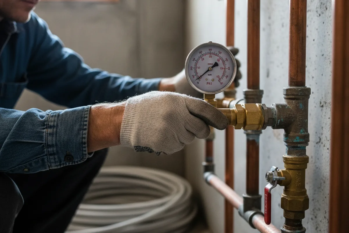 Pressure testing a repaired line during Water Line Repair in Lansing